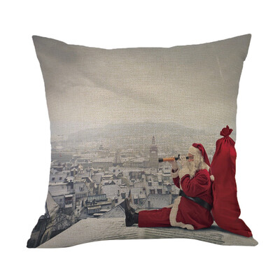

Tailored Happy Christmas Pillow Cases Linen Sofa Cushion Cover Home Decor Pillow Core