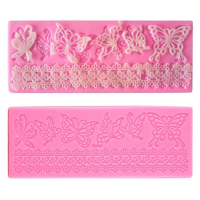 

Butterfly Lace Fondant Cake Surrounded By Decorative Silicone Mold DIY Baking Tools Kitchen Dining Bake Ware Cake Tools