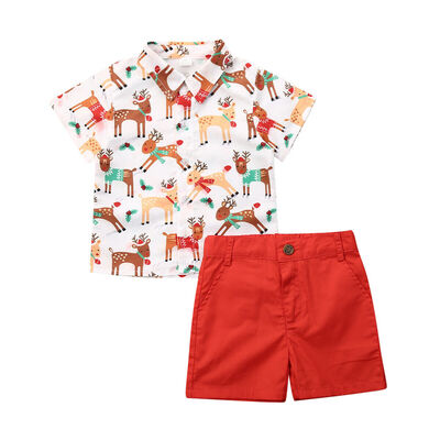 

Christmas Toddler Kid Baby Boy Gentleman Clothes Top Shirt Shorts Xmas Outfit