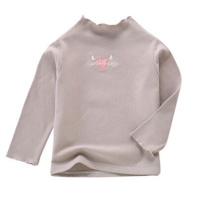 

Soft Childrens Girls Autumn Winter Fashion Casual Love Pattern Embroidery High-collar Long Sleeves Shirt Top