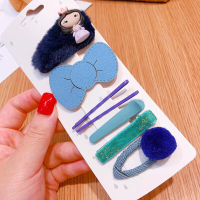 

Baby Hair Clips 0-8T Cute Children Candy Color Plush Princess Imitation Color Matching Leather Hair Duckbill Clips 7 Pieces