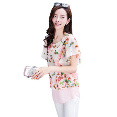 

Butterfly Print Lady Blouses Summer O Neck Batwing Sleeve Shirts Tops Casual Blouse Shirt Fashion Blusas