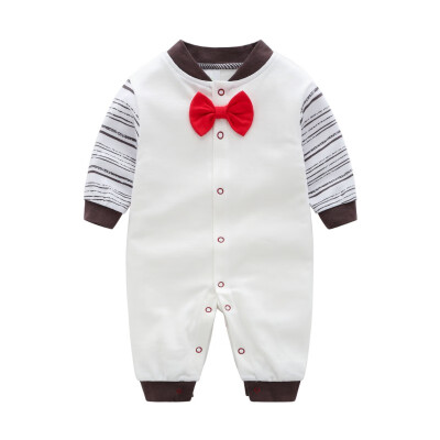 

Baby Jumpsuit Autumn Clothing Newborn Cotton Clothes Infant Long Sleeved Rompers Baby Boys Bow Tie Climbing Outwear