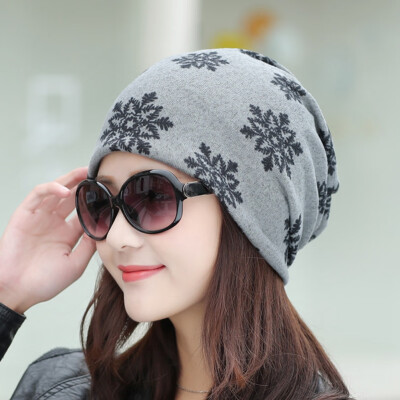 

Christmas Snowflakes Winter Warm Hats Casual Knitted Wool Slouchy Beanie Cap For Women Outdoor Neckerchief