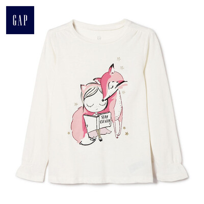 

GAP flagship store female&child fun pattern long sleeve round neck T-shirt 357975 fox pattern 12-18M