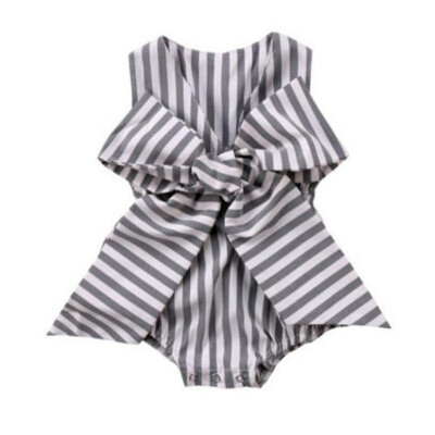 

0-24M Summer New-arrival Fashion Baby Girls Bow Stripes Adorable Jumpsuit Newborn Casual Bodysuit Baby Clothing