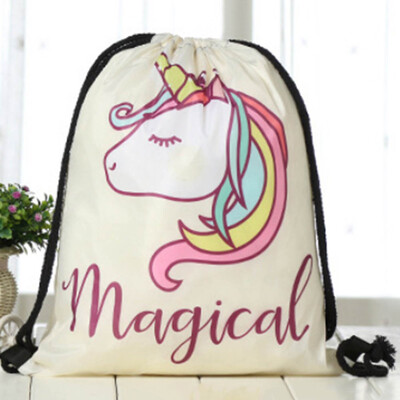 

Personalised Any Name Unicorn Girl Back To Drawstring Bag School Kids Polyester