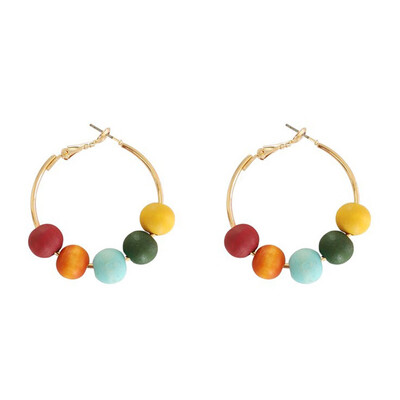 

Round Beads Earring Geometry Fashion Cirlcle Stud Earrings Accessories For Women Gifts