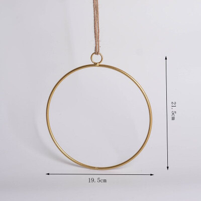 

Novelty Home Kitchen Wall Art Decoration Floral Gold Metal Geometric Hoop Wreath Artificial Flower Garland Hanging Pendant Decor