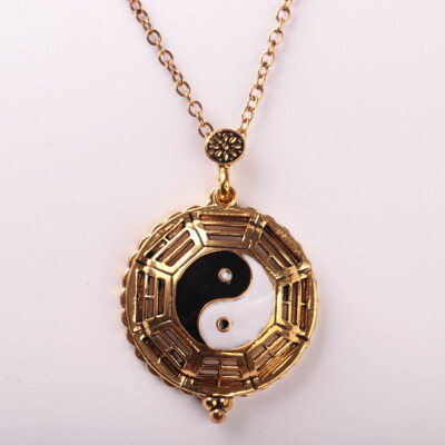 

Pendant NecklacVintage Jewelry Bronze Plated with Yin Yang Pattern Pendant Necklace for Unisex