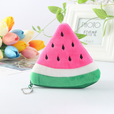 

Watermelon Fruit Zipper Embroidery Cartoon Plush Coin Bag Colorful Cute A Gift For Children Baby Plush Toys