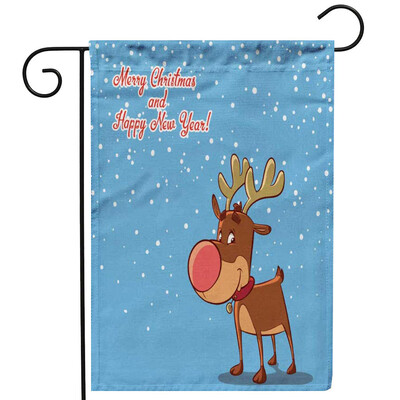 

Gobestart Merry Christmas Santa Claus Dog Elk Garden Flag Family Decoration Flag 30x45cm