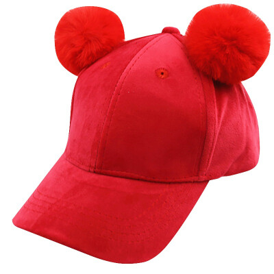 

Boys Girls Children Caps Hats Adjustable Sun Protection Plush Ball Design Casual Visors Hats