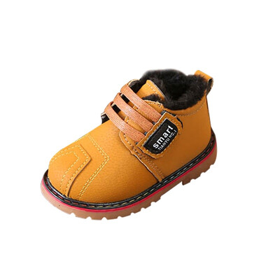 

Baby Girls Boys Solid Patchwork Soft Soled Anti-Slip Shoes New Kids Children Fahsion Winter Warm Ankle Boots Shoes First Walkers