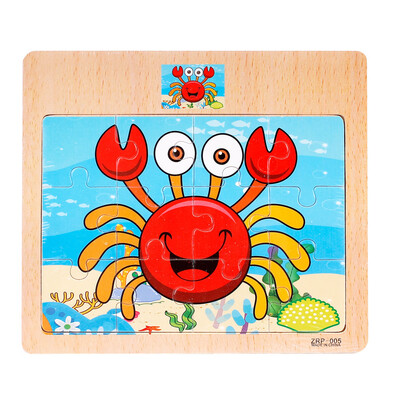 

Siaonvr Wooden Jigsaw Puzzle toy Children Cartoon Animal Traffic Learning Puzzle Toys