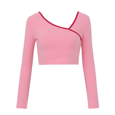 

Autumn Sexy V neck Women T Shirt Long Sleeve Party Club Crop Top Tees Casual Solid Color Streetwear T-shirt