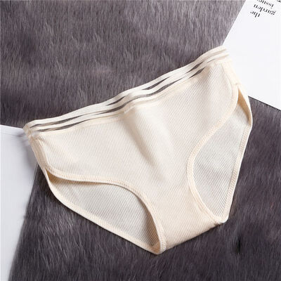 

Women Vertical Striped Cotton Panties Female Mid Waist Breathable Briefs Solid Elastic Crotch Lingerie Intimates Underwear