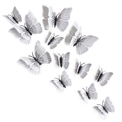 

12Pcs double-layer 3D Butterfly Wall Sticker for wedding decoration room Butterflies wall decor Fridge Magnet stickers