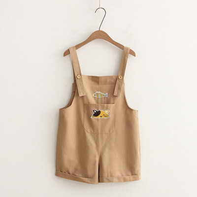 

Women Cute Mini Short Overalls Animal Print Solid Color OL Style College Style Korean Style Short Overalls