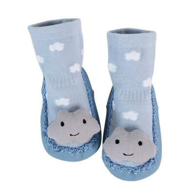 

Spring Autum Baby Shoes Newborn Boys Girls Sock PU Leather Cotton Anti-Slip Moccasins Cartoon First Walkers