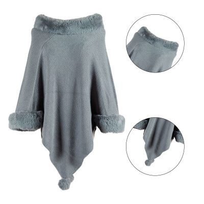 

Shawl Cloak Sweater Female Fur Collar Solid Color Hair Ball Sweater Princess Wind Simple Wild Autumn New Fashion Elegant