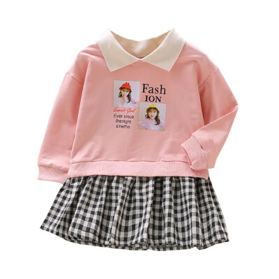 

Girls Dress Newborn Kids Baby Girls Clothes Print Tops T-shirt Mini Skirts Leisure Dresses