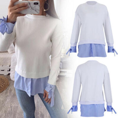 

New Women Long Sleeve Pullover Slim Tops Ladies Casual Bowknot T-Shirt Blouse AU