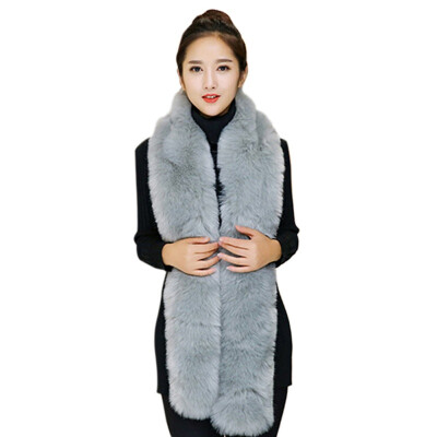 

Women Scarf Winter Warm Faux Wool Collar Stole Long Shawl Solid Color Soft Year