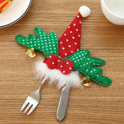 

1Pc Christmas Supplies Knife Set Ornament Santa Claus Tableware Set Wing Bell