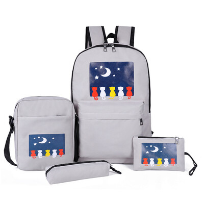 

Tailored 4Pcs Women Students Nylon School BackpackCrossbody BagClutch BagPen Bag