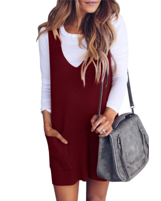 

European&American casual vest sweater dress