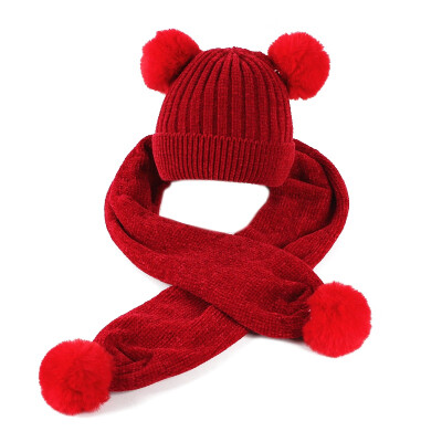 

Baby Winter Warmer Scarf Ball Design Hat Infant Cotton Collar Scarves Neckerchiefs Headwear Set