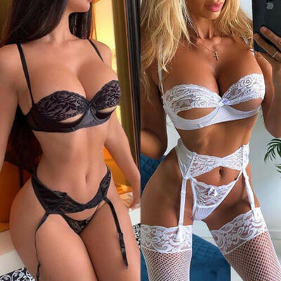 

Women Sexy Lingerie Lace Bra G-string Thongs Babydoll Nightwear Sleepwear Sets