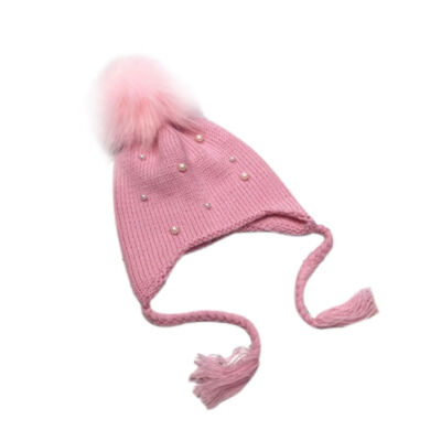 

Kids Children Ear Protect Hat Pompom Knit Wool Pearl Cap Boy Girl Autumn Winter Warm Beanie Bonnet