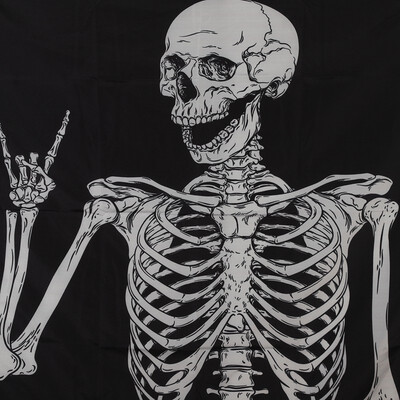 

1PC Funny Skull Skeleton Roll Skull Tapestries Wall Hanging Tapestry for Room Halloween Decoration Wall Art Black&White