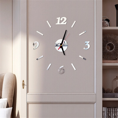 

Gobestart 3D DIY Roman Numbers Acrylic Mirror Wall Sticker Clock Home Decor Mural Decals