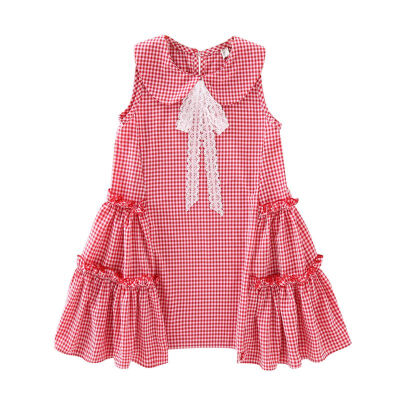 

Summer Dress For Girls Cute Baby Girls Dress Sleeveless Plaid Print Lace Bowknot Tutu Dresses Kids Toddler Pageant Sundress