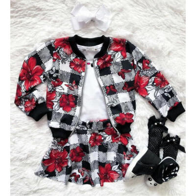 

Toddler Kids Baby Girl Floral Clothes Coat Jacket TopsDress Skirt Outfit Set