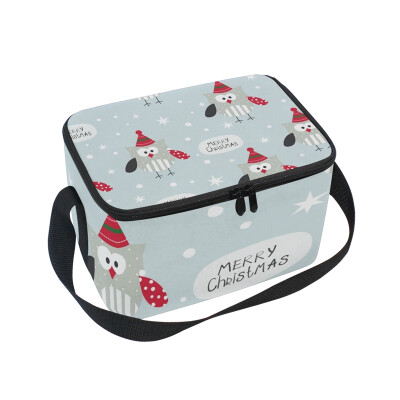 

ALAZA Lunch Box Insulated Lunch Bag Large Cooler Christmas Owls Tote Bag