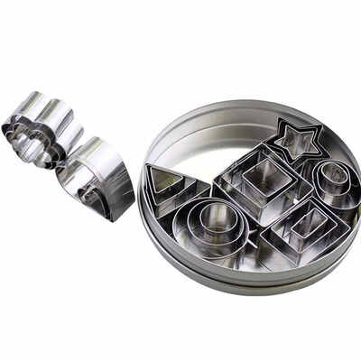 

24PCS Mini 430 Stainless Steel Round Star Flower Multi Shape Baking Cake Cookie Cutter Molds