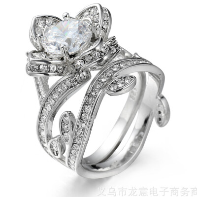 

Popular Women New Fashion Rhinestone Inlaid Ring Exquisite Luxury Design Special Shapes