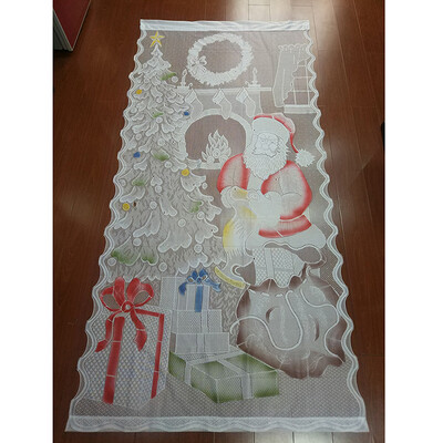 

Christmas Cute Flash String Lace Door Curtain Window Room Curtain With LED Light Valance Home Christmas Tree Decoration