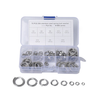 

75PCSSet 10 Types Spring Washers Stainless Steel Split Lock Washers M2-16M Kit Gaskets Spring Washers
