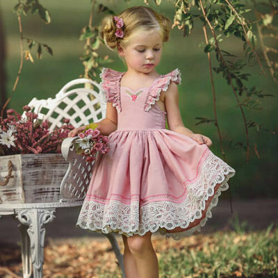 

US Canis Princess Kids Baby Girls Lace Floral Party Tutu Dress Outfits Clothes