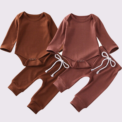 

2pcs Newborn Baby Boy Girl Clothes Long Sleeve Romper TopsLong Pants Outfit Set