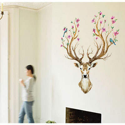 

60x90cm DIY Wall Sticker Animal Deer Sticker Wallpaper Living Room Home Decoration LH8s LM76