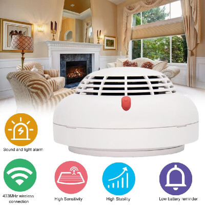 

433MHz Wire-less Smoke Detector Intelligent Fire Alarm Sensor Home Security System High Sensitive Smoke Fire Detector