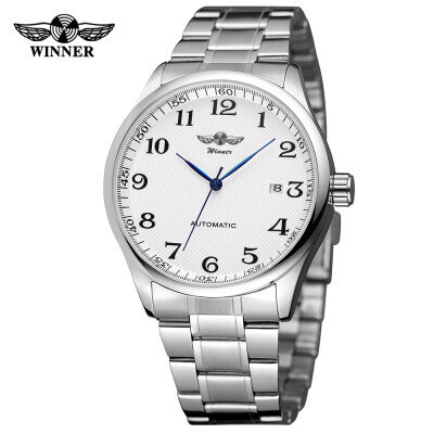 

WINNER 458 Men Watch Semi-Automatic Mechanical Watch Time Calendar Fashion Casual Stainless Steel Strap Male Wristwatch Relogio Ma