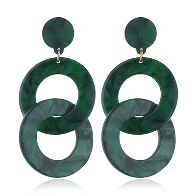 

New Fashion Leopard Earrings Acetate Earrings Personality Atmosphere Exaggerated Edition Geometric Double Round Acrylic Earrings