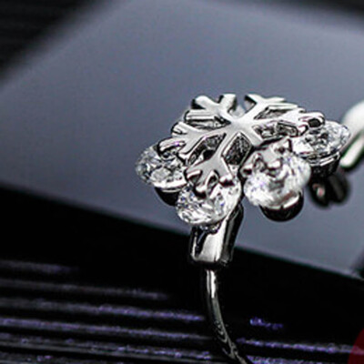 

Elegant 1 pair 925 sterling Silver Sonw stud Earring Rhinestone Size One Size Color Silverrose gold